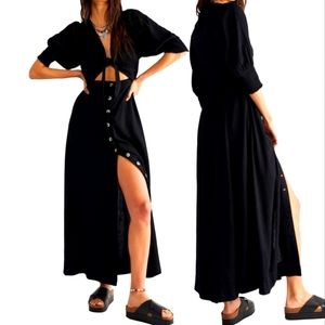 Free People String of Hearts Maxi Dress Black XS